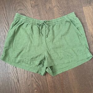 J.Crew Green Linen Blend Drawstring Pull-On Shorts Size L